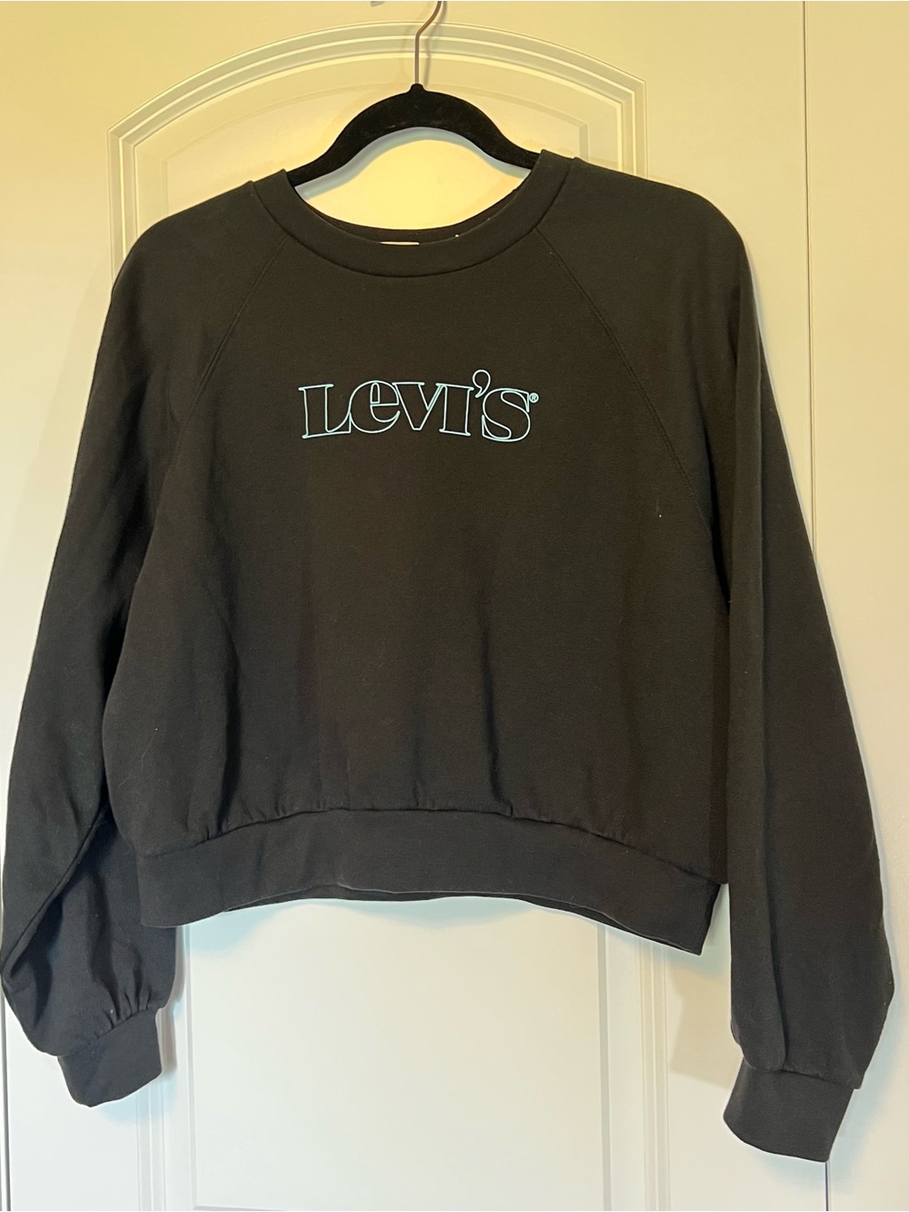Levi’s Retro Embroidered Logo Cropped Crewneck Sweatshirt Black - Size M